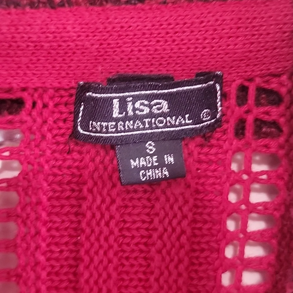 Y2K Lisa International Red Cardigan with A-Line Silhouette - Picture 2 of 5